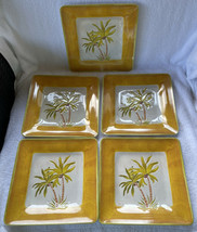 5 Laurie Gates Melamine 9&quot; Plates Palm Tree Tropical Coconut California Design - £15.72 GBP