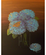 Modern Contemporary Floral Canvas Print &quot;Hydrangeas&quot; - £15.15 GBP