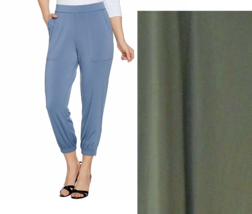 Lisa Rinna Collection Banded Bottom Knit Cropped Pants- Army Green, Petite Large - £23.73 GBP