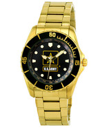 MENS WATCH US ARMY LOGO METAL BAND/CASE ROTATING BEZEL 61B - $99.95