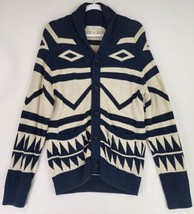 LOGG by H &amp; M Sweater Womens Medium Navy Blue Geometric Button Up Cardigan - £21.79 GBP