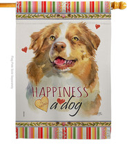 Yellow Australian Shepherd Happiness - Impressions Decorative House Flag H110240 - £30.01 GBP