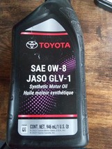 Toyota SAE 0W-8 JASO GLV-1 Synthetic Motor Oil 1 Quart Bottle Genuine OEM 164kb - £12.58 GBP