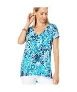 Lilly Pulitzer XL Etta Top Resort White Mermazing NWOT V-Neck T-Shirt - $42.37 CAD