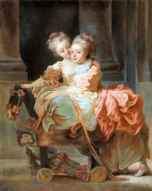 The Two Sisters by Jean Claude Richard, 1770 French Old Masters 11x14 Print - $29.69