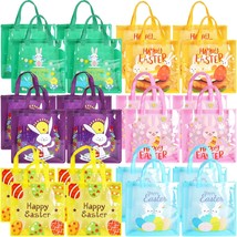 24PCS Happy Easter Egg Hunt Bags Easter Bunny Carrot Chick Egg Gift Bags with Ha - £35.84 GBP
