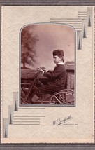 CHILD ON TRICYCLE CABINET CARD PHOTO - Gardiner, Maine - £31.41 GBP