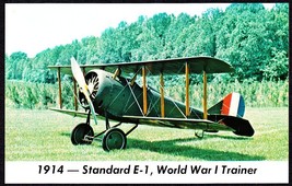 1914 Standard E 1 World War I Trainer Airplane Color Chrome Postcard - £9.79 GBP