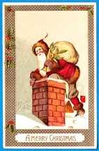 Antique Christmas Santa Postcard   Down The Chimney Ca. 1910 - £15.71 GBP