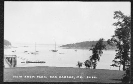 Bar Harbor Maine Boat &amp; Harbor Scene From Park Rppc Postcard - £10.23 GBP