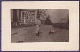 Billy Lemaire 1912 Rppc Child With Toy Horse Cart And Shovel - £13.82 GBP