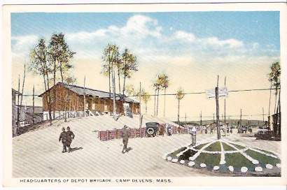 Primary image for CAMP DEVENS, MA PRE-1920 POSTCARD - Depot Brigade Hdq.