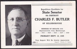 Charles F. Butler B&amp;W Ad Hillsborough Nh State Senator 1938 - £15.78 GBP