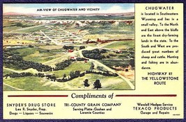 Chugwater Wyoming Panoramic View Color Linen Postcard - £10.03 GBP