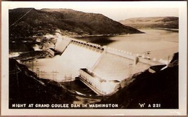 Grand Coulee Dam At Night Washington Rppc Postcard - £11.62 GBP