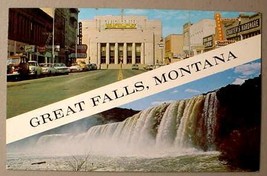 Great Falls, Mt Postcard   Main St. &amp; Falls Split Image - $12.25