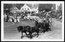Hillsboro Nh Old Home Day 1925 Event Rppc Postcard   4 Black Horses Pull Cart - £15.71 GBP
