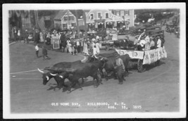 Hillsboro Nh Old Home Day 1925 Event Rppc Postcard   4 Bulls Pull Farmer Cart - £15.69 GBP