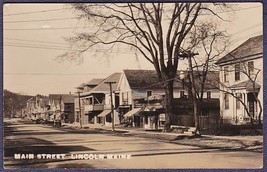 Lincoln Maine Rppc Busy Main Street Business District View Photo Postcard - £23.85 GBP