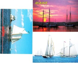 Maine Windjammers (3) Continental Chrome Postcards Lot #3 - £9.16 GBP