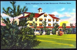 MARTHA WASHINGTON INN Color Linen Postcard - Winthrop, Maine, Lake Maran... - $12.25