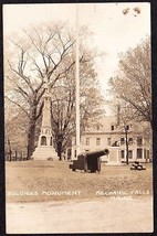 Mechanic Falls Maine Cannon &amp; Civil War Soldiers Monument Rppc Postcard - £13.71 GBP