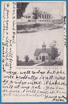An item in the Collectibles category: NEW GLOUCESTER MAINE 1905 UND/B B&W POSTCARD - High School & Library