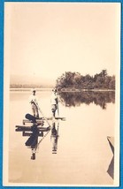 Tom Sawyer &amp; Huckleberry Finn On River Raft Pre 1920 Rppc Postcard - £19.62 GBP