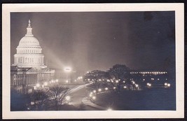 Washington D.C. Capitol At Night Rppc Private Photo Postcard 1929 - £15.51 GBP