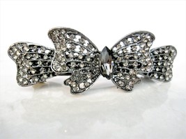 Blue or gray butterfly bow crystal hair barrette clip bridal clip - £11.94 GBP