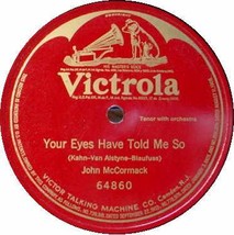 John Mc Cormack 78 Rpm   Your Eyes Have Told Me So - £11.83 GBP