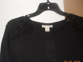 Derek Heart Juniors black stretch 3/4 raglan sleeve lace yoke shirt M   ... - £5.99 GBP