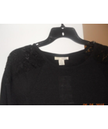 Derek Heart Juniors black stretch 3/4 raglan sleeve lace yoke shirt M   ... - $142.79 MXN