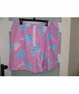 Sonoma Jazz Palm Tree Print Pink/Turquoise Swim Trunks Size XXL Men&#39;s NEW - $24.03
