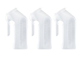 3 Pcs - Male Urinal Urine Pee Bottle With Cover Lid 1 Quart, 1000 mL - $11.87