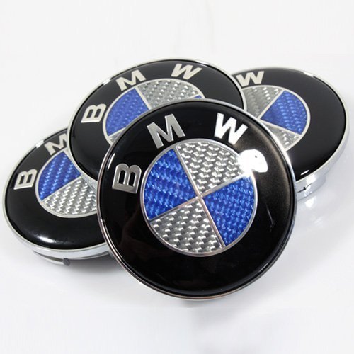 68mm Blue Carbon Fiber Wheel Center Cap Hubcap set of 4