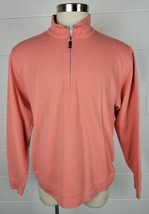 Orvis Mens 1/2 Zip Pima Cotton Pull Over Sweater Shirt Coral Salmon Pink L - £18.68 GBP