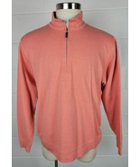Orvis Mens 1/2 Zip Pima Cotton Pull Over Sweater Shirt Coral Salmon Pink L - £18.68 GBP