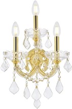 Elegant Theresa 3-Light 2800W3G/RC Royal Cut Crystal Wall Sconce, Gold - £182.78 GBP