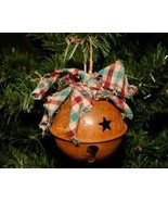 Rusty Tin Christmas Bell Ornament with Stars - $8.20 CAD