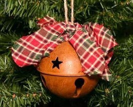 Rusty Tin Christmas Bell Ornament with Stars - £4.78 GBP