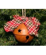 Rusty Tin Christmas Bell Ornament with Stars - $8.20 CAD