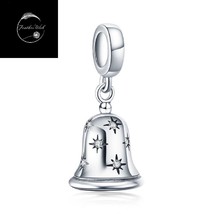 Sterling Silver 925 Solid Bell Christmas Pendant Charm For Bracelets Daughter - £15.64 GBP