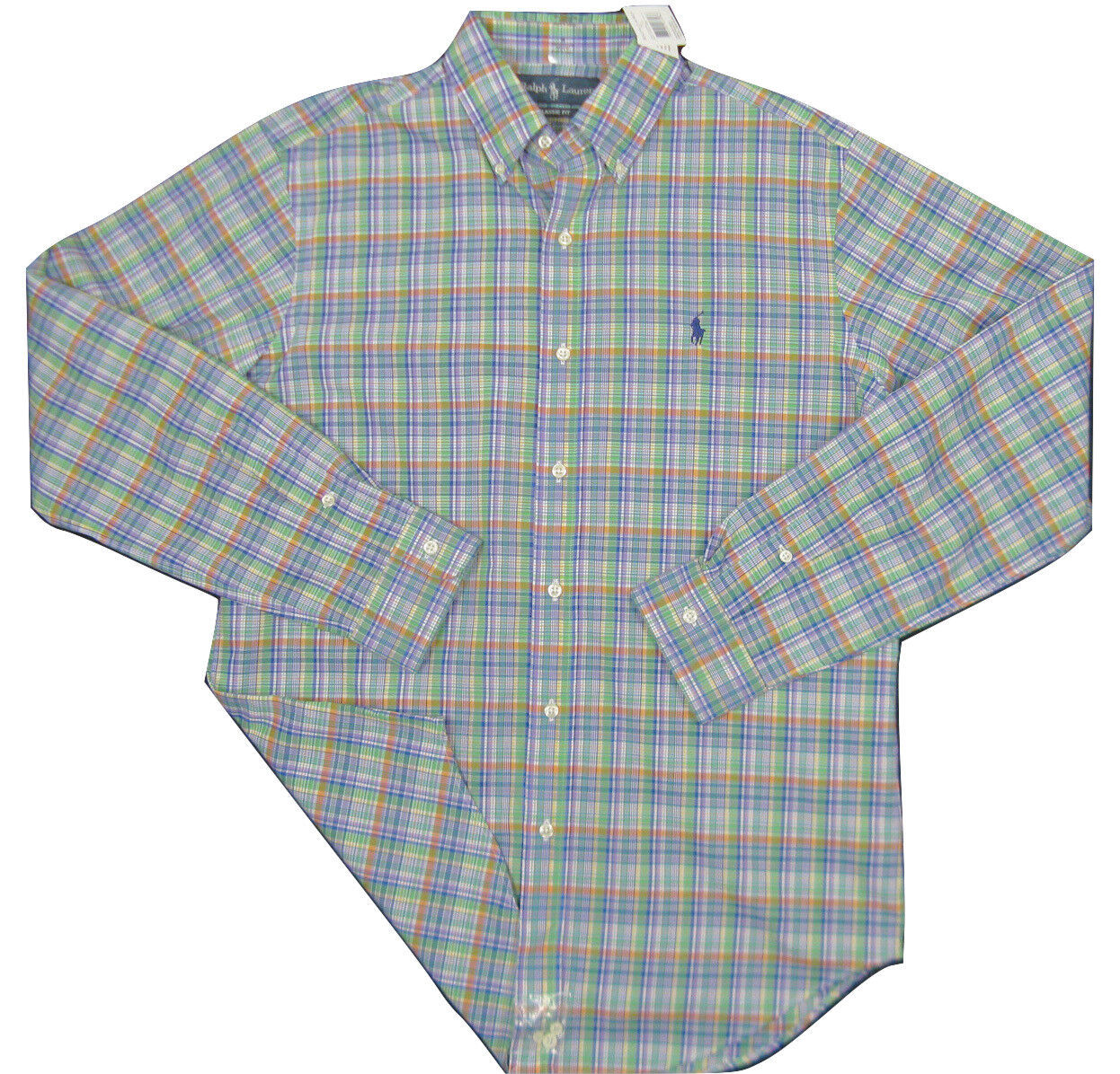 NEW $90 Polo Ralph Lauren Colorful Plaid Shirt!  Medium Green Plaid Clas... - $44.99