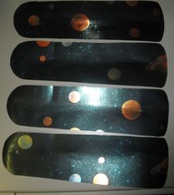 CUSTOM ~ SILVER STARRY GLITTER SKY GALAXY PLANETS IN SPACE CEILING FAN ~... - $118.75