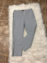 Adrienne Vittadini Pants Womens Size 8 Blue &amp; White Striped Seersucker Pants EUC - £18.76 GBP