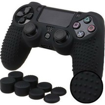 Silicone Grip Black Cover + (8) Multi Thumb Cap Non Slip For PS4 Control... - $8.99