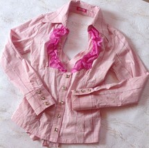 MA*RS Pink Check Shirt with Rhinestone Button - $129.00