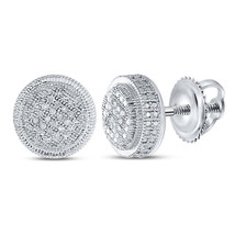 Sterling Silver Mens Round Diamond Disk Circle Earrings 1/10 Cttw - £98.99 GBP