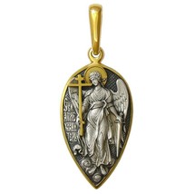 Sterling Silver 925 Gold Plated Russian Orthodox Style Handmade Pendant - £44.68 GBP